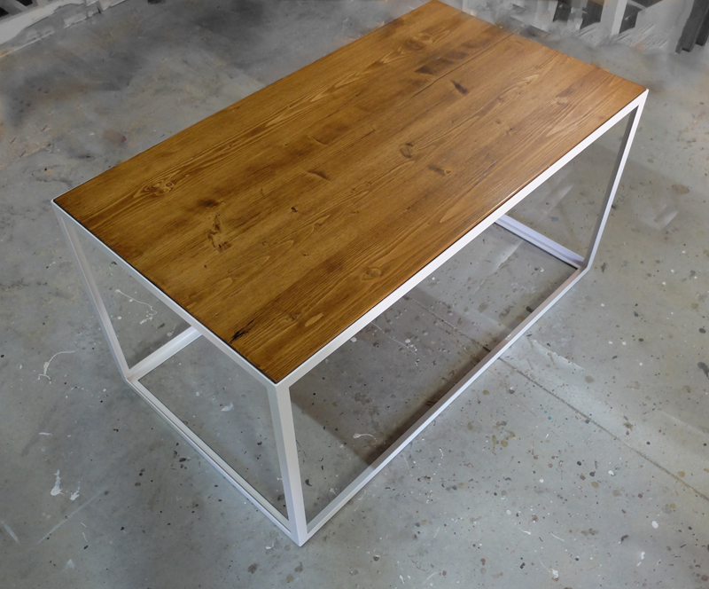 mesa de centro madera y hierro