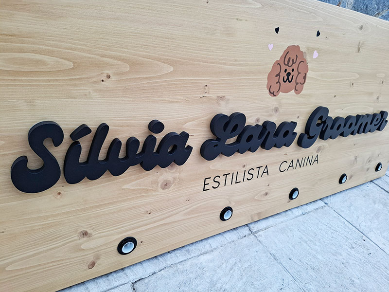 rótulo madera bonito